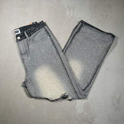 Evaw Rhinestone Grey Denim Jeans Size 30 USED x17388