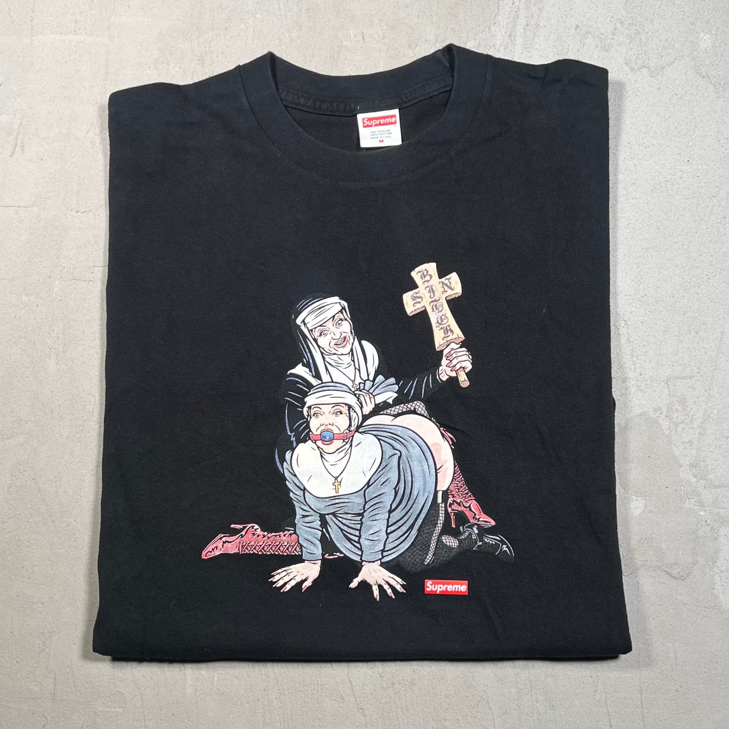 Supreme "Nuns" Black Tee (2022) Size Medium USED x15390