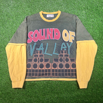 Vale Sound of Valley Green/Yellow Longsleeve Size Medium USED x15332