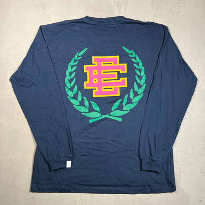 Eric Emanuel Wreath Logo Navy Blue Longsleeve Size Medium USED x17603