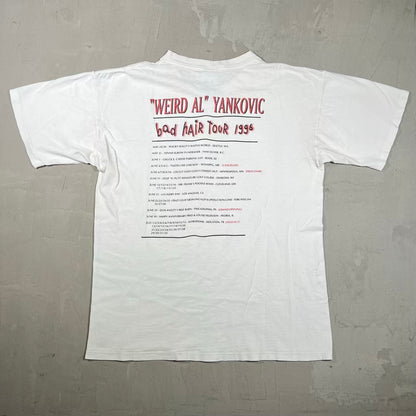 1996 Weird Al Yankovix Bad Hair Tour White Tee Size Large USED v20326
