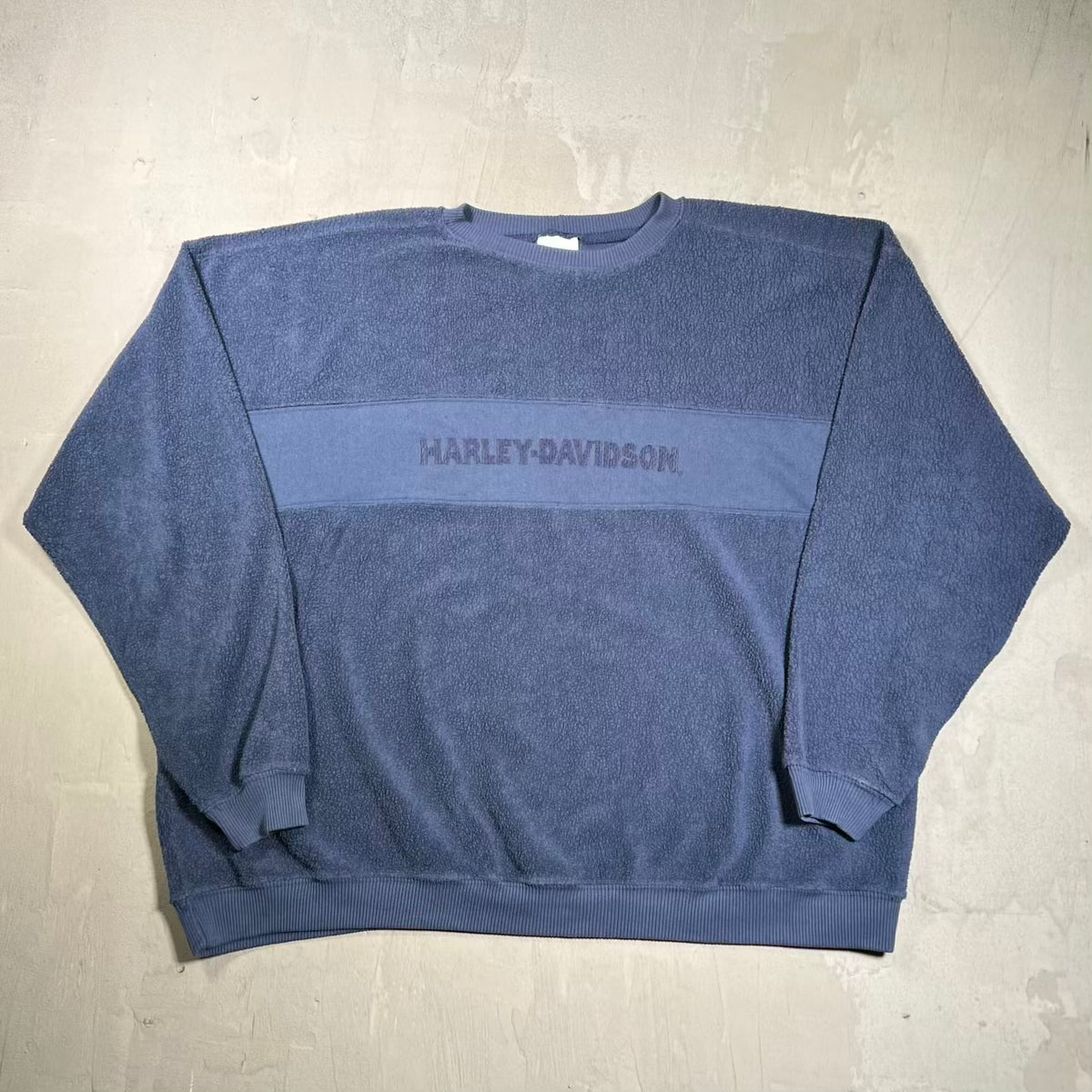 Y2K Harley Davidson Navy Terry Crewneck Size XL USED v20342