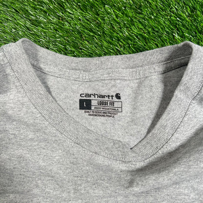 Carhartt Modern Logo Grey Tee Size Large USED v17820