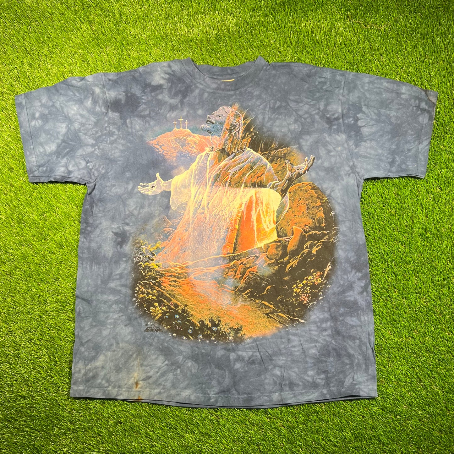 2002 The Mountain Tag Jesus Waterfall Tie Dye Tee Size XL NEW v18743