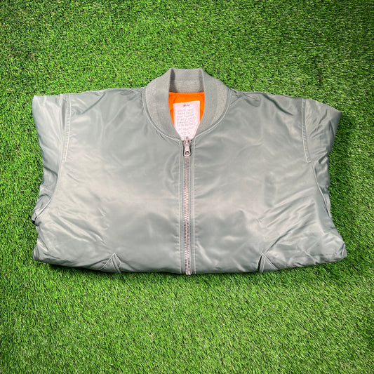 Stussy Built Reversible Bomber Green/Orange Jacket Size Large USED x16648