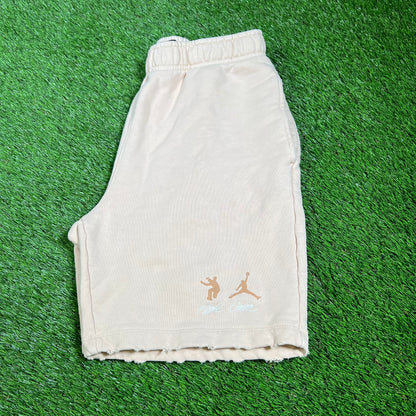 Jordan x Union Cream Sweat Shorts Size Medium USED x14311