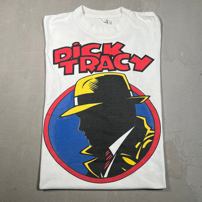 1990 Dick Tracy Large Print White Tee Size Medium USED v19539
