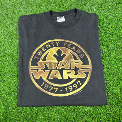 1996 Star Wars 20 Years Black Tee Size Large USED v16786