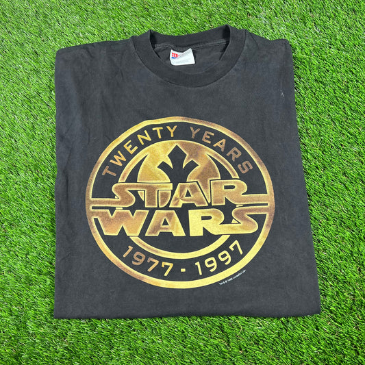 1996 Star Wars 20 Years Black Tee Size Large USED v16786