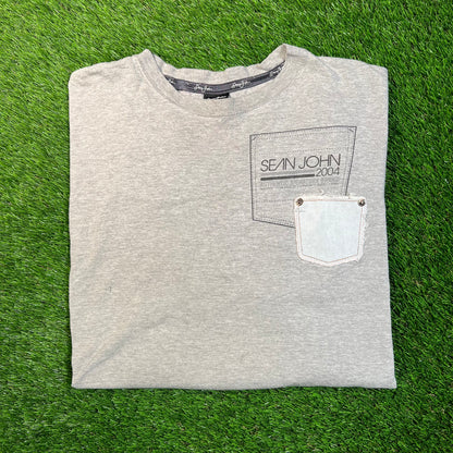2004 Sean John Grey "Pocket" Tee Size XL USED v17153