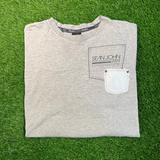2004 Sean John Grey "Pocket" Tee Size XL USED v17153