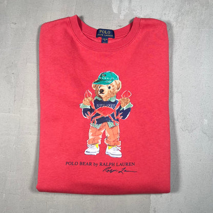 Polo Ralph Lauren Nantucket Bear Pink Crewneck Size Small USED v19053