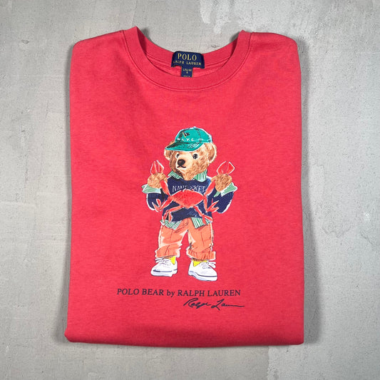 Polo Ralph Lauren Nantucket Bear Pink Crewneck Size Small USED v19053