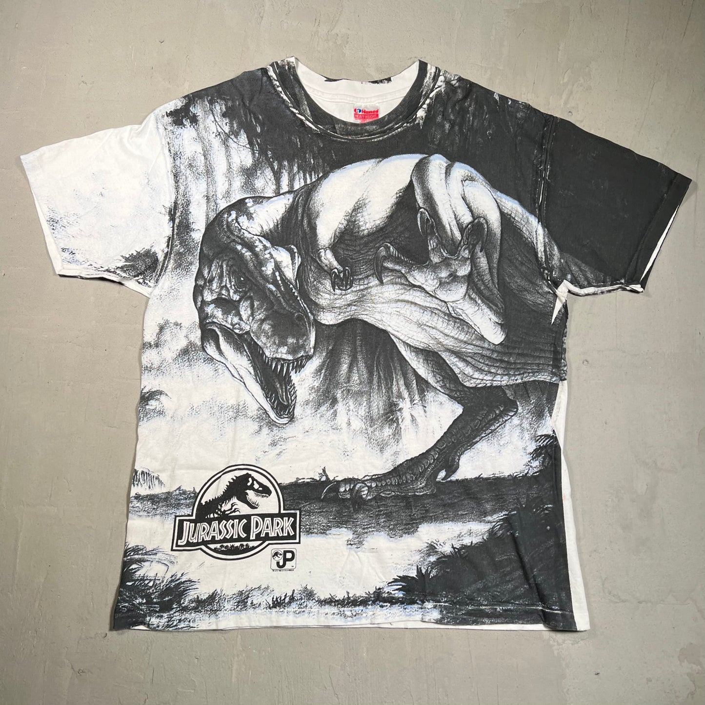 1993 Jurassic Park Full Print Blood Claws Tee Size XL USED v15045