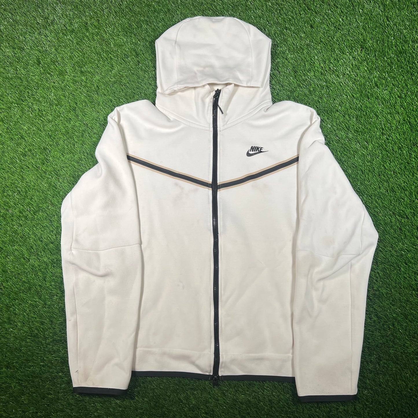 Nike White Tech Fleece Zip Up Hoodie Size Medium USED v17555