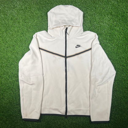 Nike White Tech Fleece Zip Up Hoodie Size Medium USED v17555