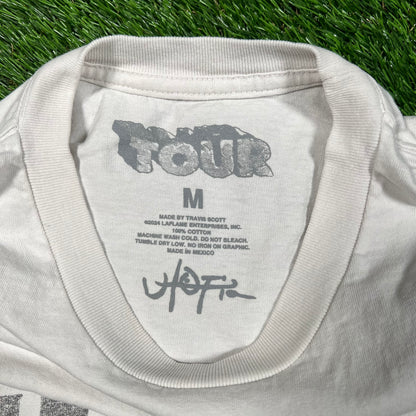 Travis Scott Circus Maximus "Tournee" Cropped White Tee Size Medium USED x15288