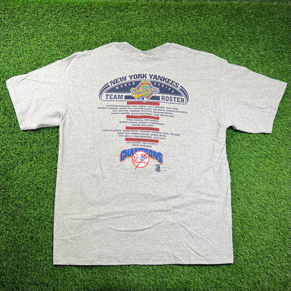 1996 Yankees World Series Team Roster Grey Tee Size XL NEW v18522
