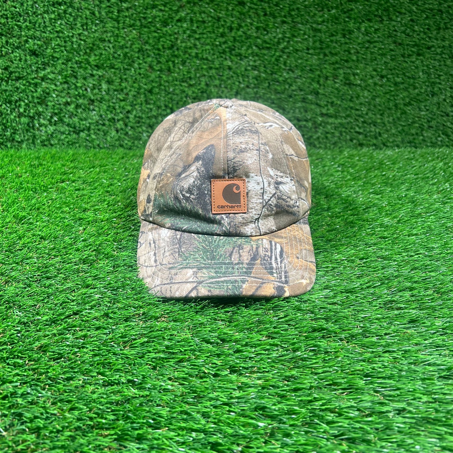 Y2K Carhartt Woodland Camo Hat w/ Ear Covers USED v18424