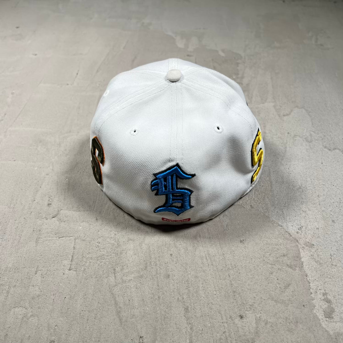 Supreme Multi S Logo New Era White Fitted Hat Size 7 1/8 USED x18566