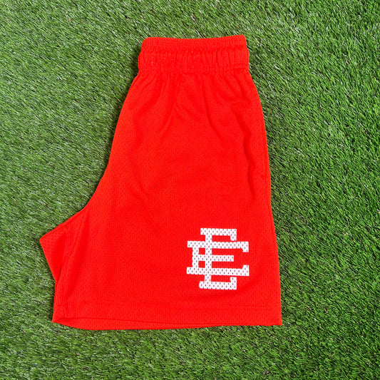 Eric Emanuel Orange Shorts/White Logo Size Medium USED x15246