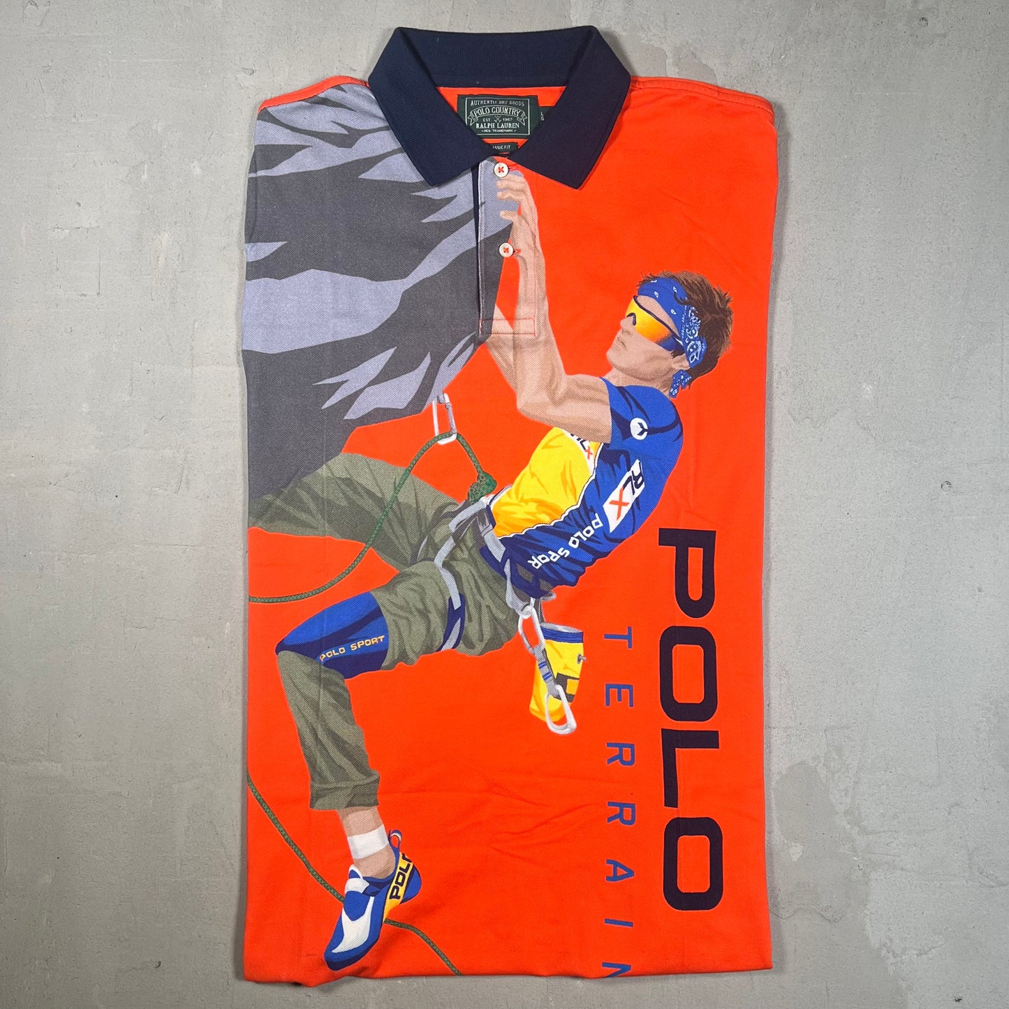 Y2K Polo Country Ralph Lauren Terrain Climbing Polo Orange Size Large USED v19010