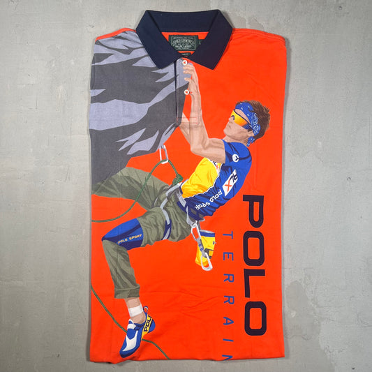 Y2K Polo Country Ralph Lauren Terrain Climbing Polo Orange Size Large USED v19010