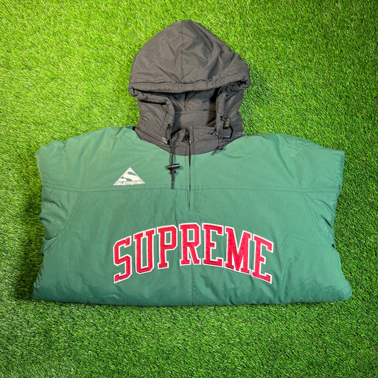 Supreme Puffy Hockey Pullover Green Hooded Jacket (2017) Size XL USED x16890