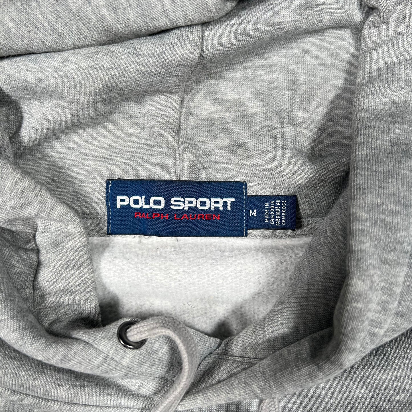 Y2K Polo Sport Ralph Lauren Grey Logo Hoodie Size Medium USED v19037