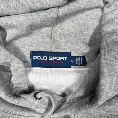 Y2K Polo Sport Ralph Lauren Grey Logo Hoodie Size Medium USED v19037