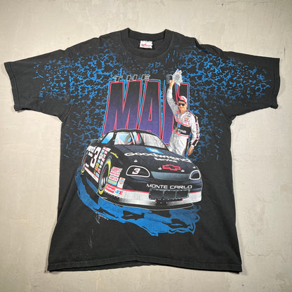 1990s The Man Dale Ernhardt Goodwrench AOP Black Tee Size XL USED v15927