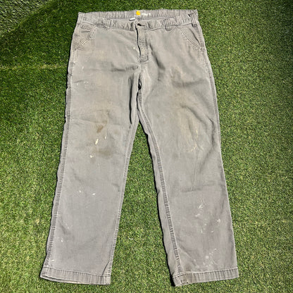 Carhartt Washed Grey Work Pants Size 40x30 USED v16374
