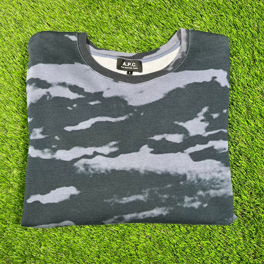 APC Rue Madame Blue Camo Crewneck Size Small USED x14600
