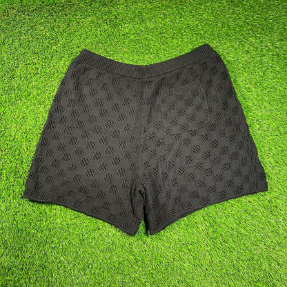 Aime Leon Dore ALD Jacquard Black Knit Shorts Size XL USED x16547