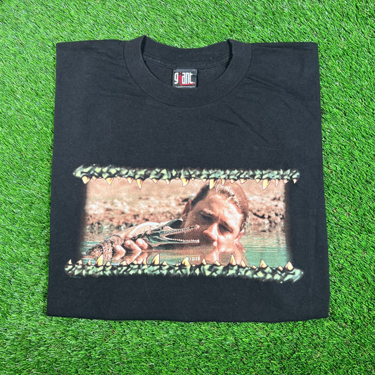 2000s The Crocodile Hunter Baby Croc Black Tee Size XL USED v17612