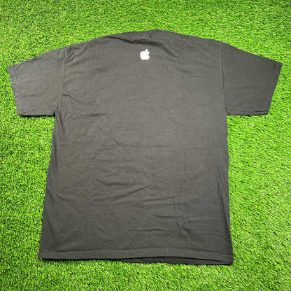 Y2K Apple Motion Graphics Black Promo Tee Size Large USED v18328