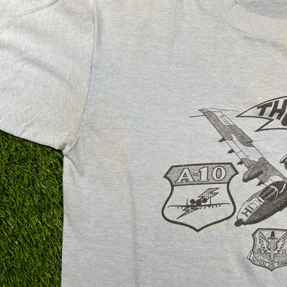 1981 Thunderbolt A-10 Fighter Jet Blue Tee Size Large USED v18325
