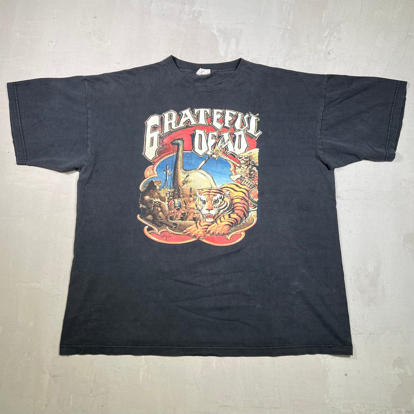 1990 Grateful Dead European Tiger Tour Black Tee Size XL USED v19016