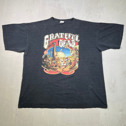 1990 Grateful Dead European Tiger Tour Black Tee Size XL USED v19016