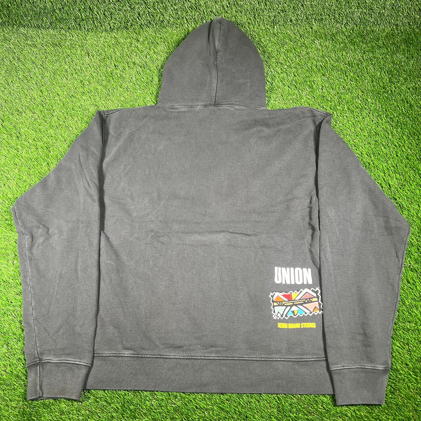 Union LA Hebru Brand Studios Washed Black Hoodie Size XL NEW x14521