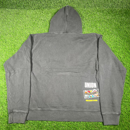 Union LA Hebru Brand Studios Washed Black Hoodie Size XL NEW x14521
