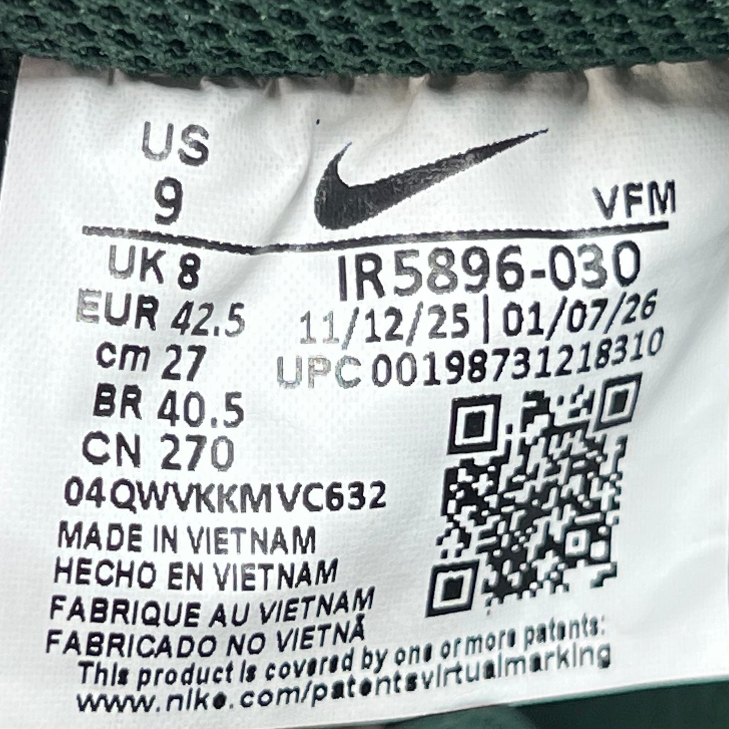 Nike Air Force 1 Mexico World Cup (2026) Size 9 NEW s22172