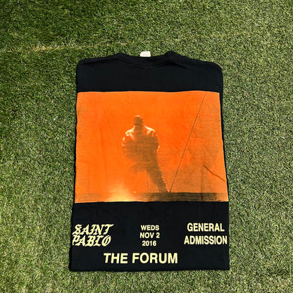 2016 Kanye Los Angeles Saint Pablo The Forum Black Tee Size Large USED v15913