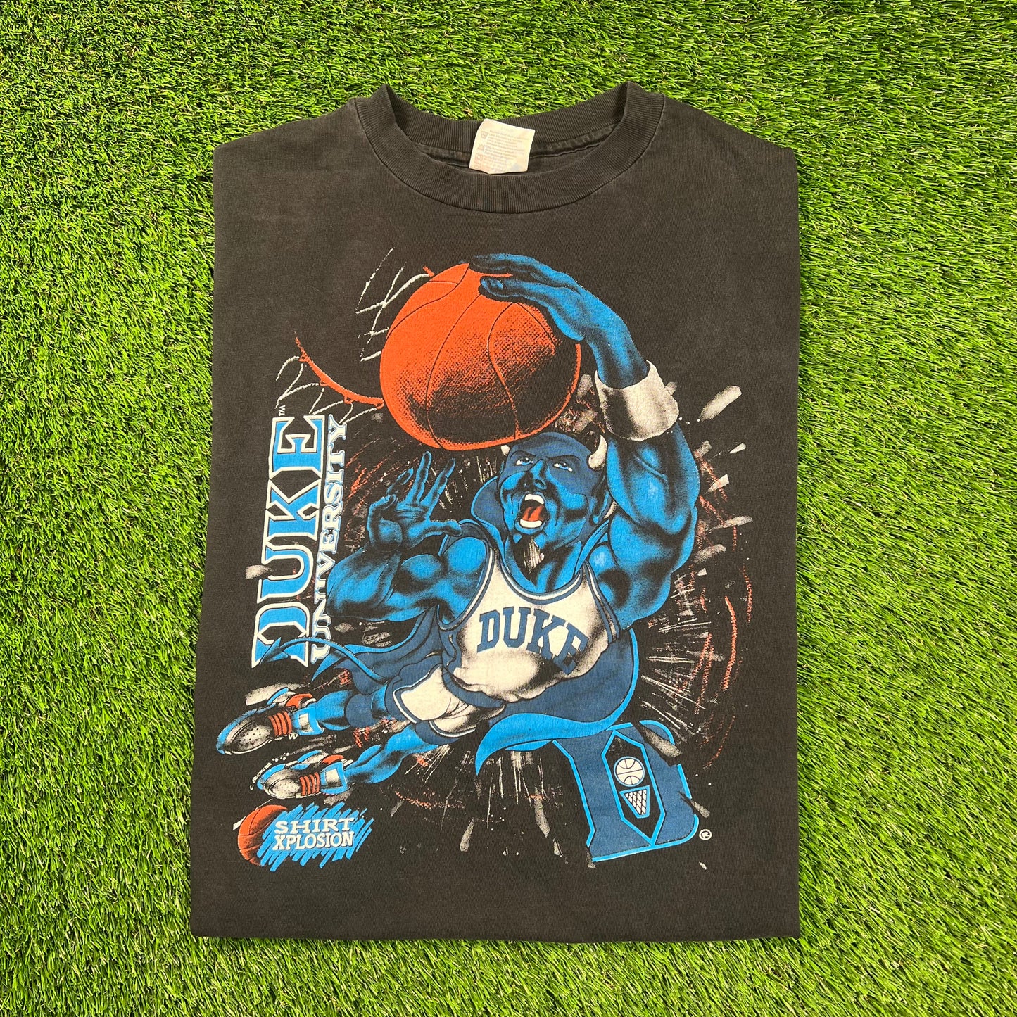 1990s Duke University Black Dunking Devil Tee Size XL USED v18371