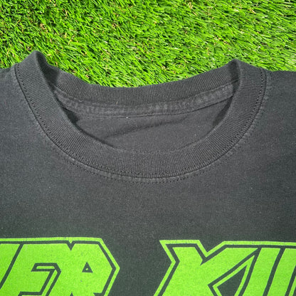 Y2K Overkill "We Don't Care" Black Album Tee Size XL USED v18647