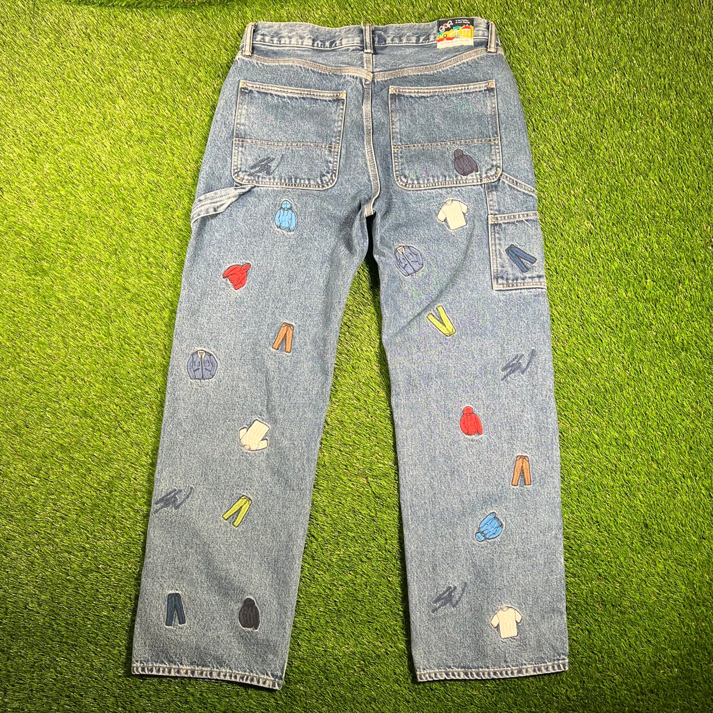 Gap Sean Wotherspoon Embroidered Blue Jeans Size 33x32 USED v18174