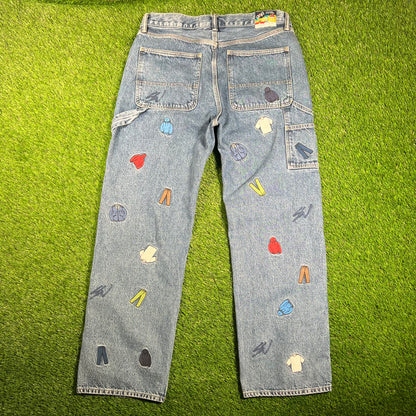 Gap Sean Wotherspoon Embroidered Blue Jeans Size 33x32 USED v18174