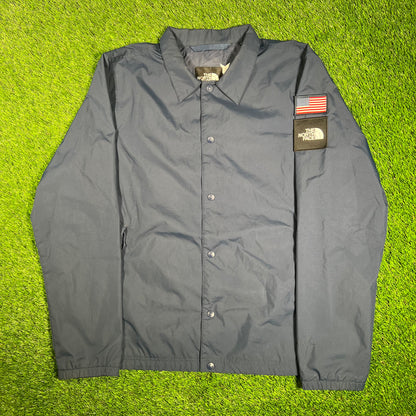 North Face Navy USA Coach Jacket Size Large USED v17972