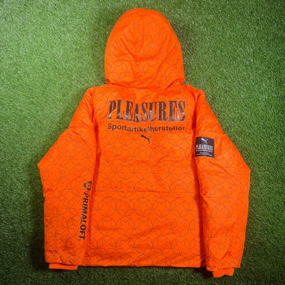 Puma x Pleasures Orange Puffy Jacket Size Small NEW x15970