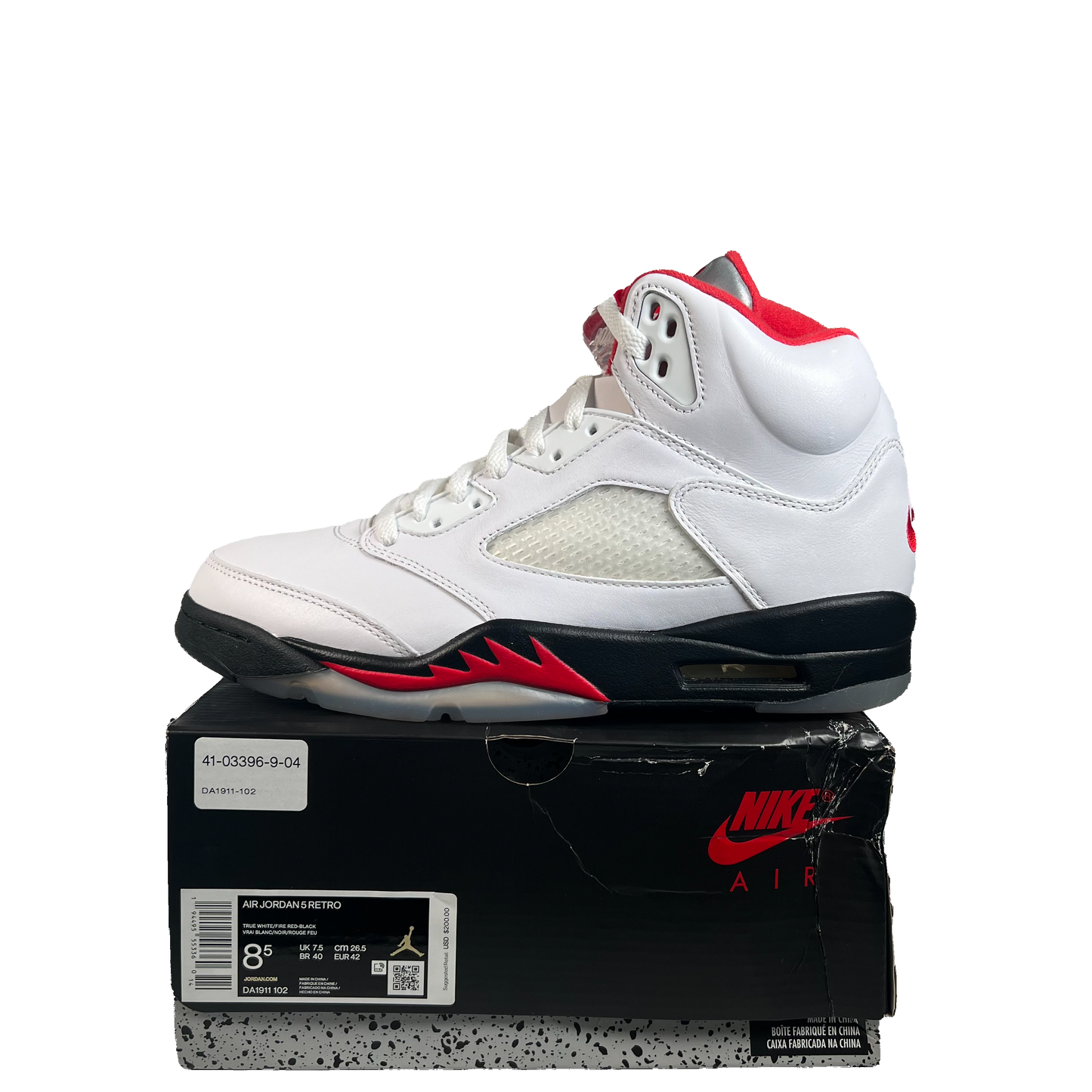Jordan 5 Fire Red Silver Tongue (2020) Size 8.5 NEW s22479